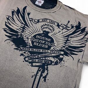 Y2K CyberPunk Rave Festival Grunge Goth House of Blues Distressed Tee Shirt